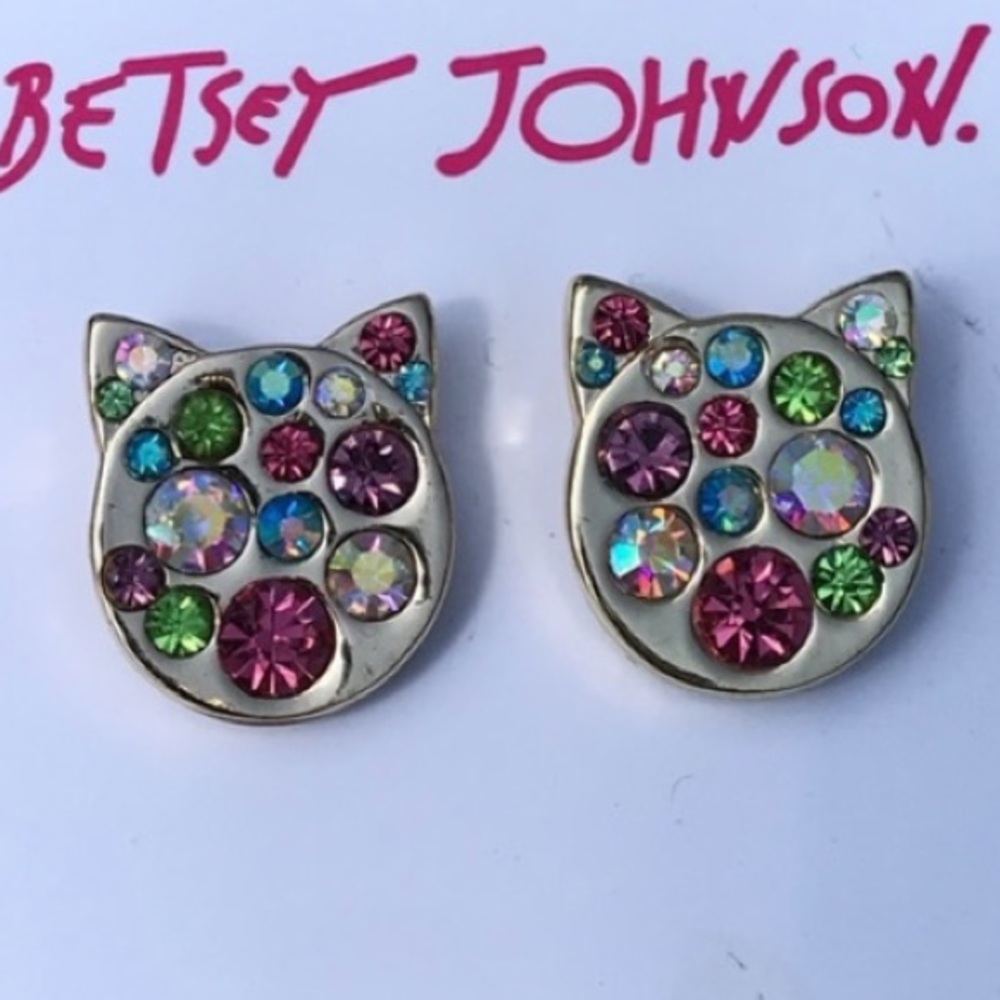 New Betsey Johnson Cat Stud Earrings - Picture 5 of 7